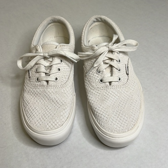 VANS ERA PLATFORM WHITE SNAKESKIN ANIMAL EMBOSSED SNEAKERS 7 - Picture 5 of 16